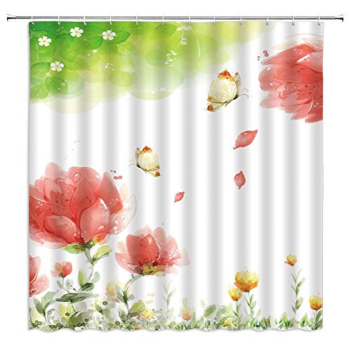 XCBN Cortina de baño Impermeable con Estampado 3D Estampado de Flores Cortina de Ducha Tela decoración del hogar Cortina de baño A10 150x200cm