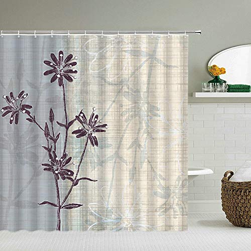 XCBN Cortinas de Ducha Impermeables Cortina de Ducha de baño Cortina de baño de Tela de Planta de Flor Moderna 3D con Ganchos Pantalla de baño A6 150x200cm