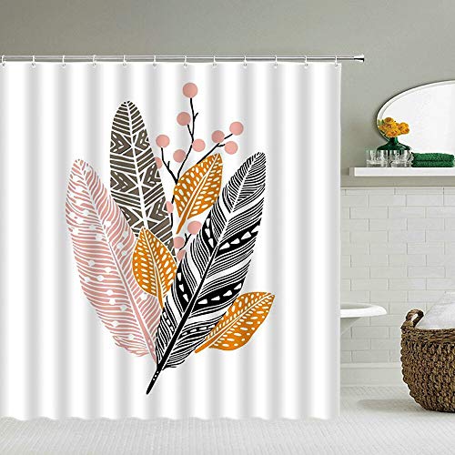 XCBN Cortinas de Ducha Impermeables Cortina de Ducha de baño Cortina de baño de Tela de Planta de Flor Moderna 3D con Ganchos Pantalla de baño A6 150x200cm