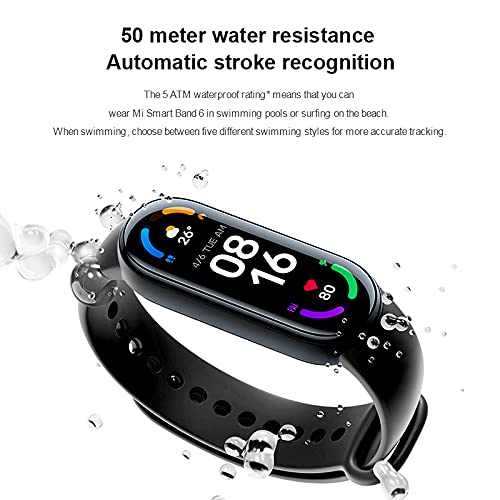 Xiaomi Mi Band 6, Pulsera Inteligente de Actividad,Monitores de Actividad, Fitness Tracker,Pantalla Completa de 1,56",Negro( Versión Global)