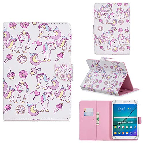 XTstore Funda Universal para Tablet de 9-10.1", Carcasa Flip Case Cubierta Protectora para iPad 2018,Galaxy Tab A6 10.1/Tab E 9.6",Huawei MediaPad T3 T5/M5 Lite 10, Lenovo Tab4 10/TB-X103F, Unicornio