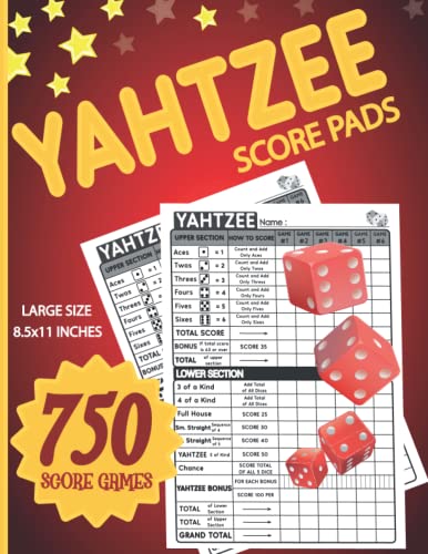 Yahtzee Score Pads: 130 Pages for Scorekeeping With Large Size 8.5 x 11 inches, Yatzee Score Sheets (Yahtzee Score Sheets)