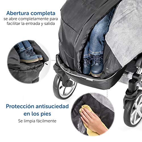 Zamboo Saco Silla Paseo Universal Invierno - Sacos de Silla de bebe con Forro Polar térmico - Sacos de abrigo para Carritos con capucha, reflectores y bolsa - Negro