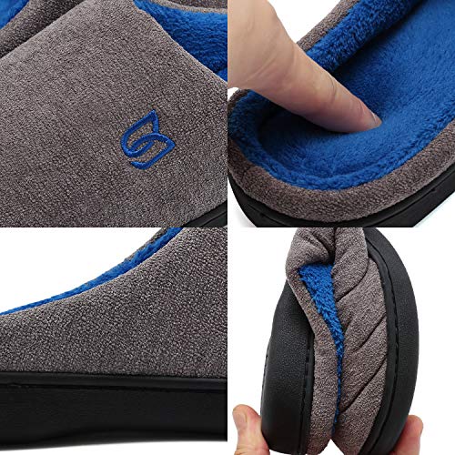 Zapatillas Hombre Mujer Invierno CáLido Zapatos Memory Foam Casa Antideslizante Pantuflas (Y-Gris/Azul, 44/45 EU)