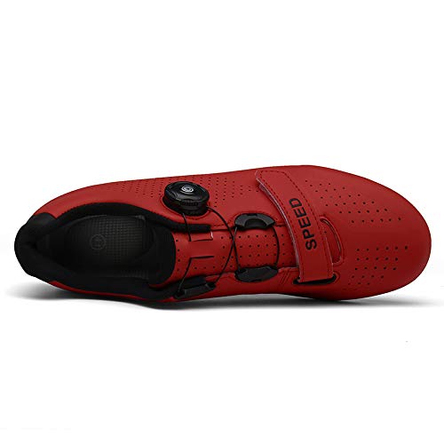 Zapatos de ciclismo Spin Shoestring con zapatos peloton compatibles con SPD y Delta Lock Pedal Bike Shoes, Red, 44/46 EU