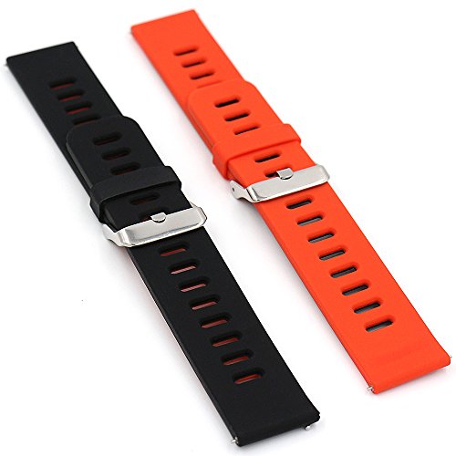 22mm Correa Silicona, EL-Move 22MM Silicona Banda Correas Brazalete de Pulsera para Pebble Time/Gear S3 Classic / Gear2(Blackred+RedBlack 2pcs)