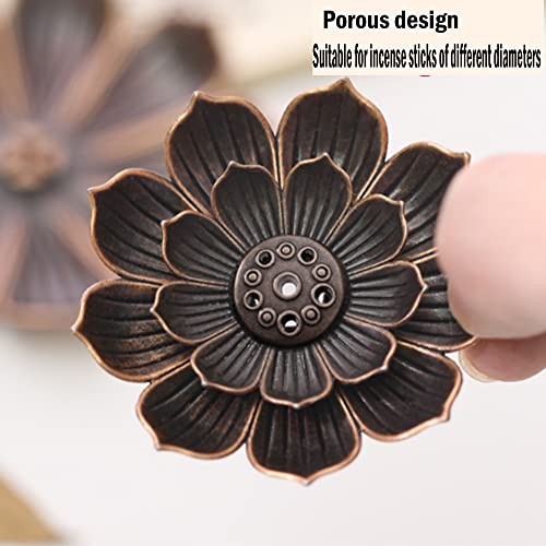 3 PCS Lotus Incense Plate, Soportes de Loto de Latón Portainciensos 6 Hole de Loto de Palo Quemador de Incienso para Accesorios de Casa de Té Oficina Hogar