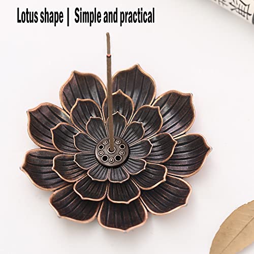 3 PCS Lotus Incense Plate, Soportes de Loto de Latón Portainciensos 6 Hole de Loto de Palo Quemador de Incienso para Accesorios de Casa de Té Oficina Hogar