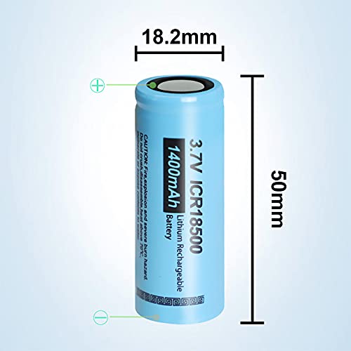 4 piezas PKCELL 3.7 V 1400 mAh batería recargable de litio 18500 li-ion batteies para linternas