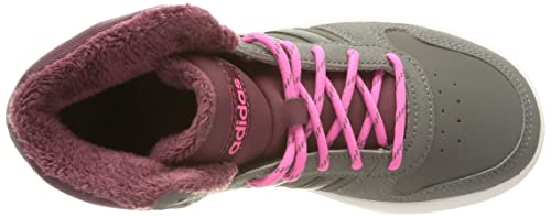 adidas Hoops Mid 2.0, Basketball Shoe, Grey/Core Black/Screaming Pink, 38 2/3 EU