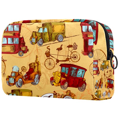 AITAI Bolsa de maquillaje grande bolsa de viaje organizador cosmético retro herramientas de transporte coche Jeep bicicleta