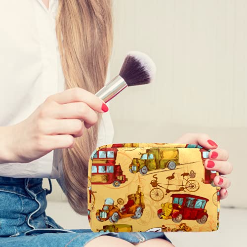 AITAI Bolsa de maquillaje grande bolsa de viaje organizador cosmético retro herramientas de transporte coche Jeep bicicleta