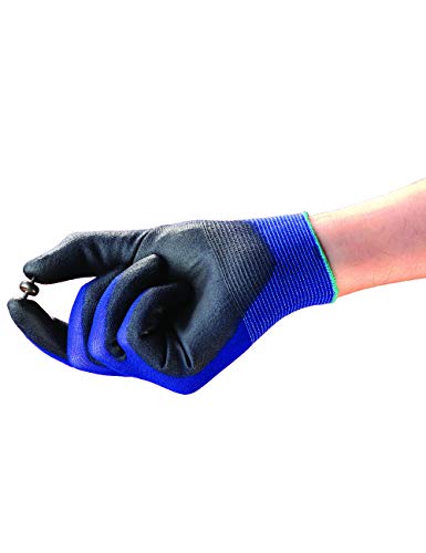 Ansell HyFlex 11-618 Guantes de Trabajo de Nylon Extra-Finos, Guante Mecánico Duraderos Usos Múltiples, Protección Mecánica Industrial, Seguridad y Destreza, Hombre Mujer, Negro, Talla M (12 Pares)