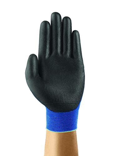 Ansell HyFlex 11-618 Guantes de Trabajo de Nylon Extra-Finos, Guante Mecánico Duraderos Usos Múltiples, Protección Mecánica Industrial, Seguridad y Destreza, Hombre Mujer, Negro, Talla M (12 Pares)