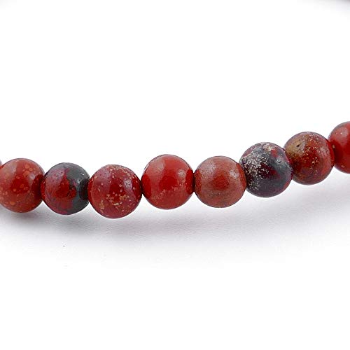 ARITZI - Pulsera elástica de Bolas de 4 mm en Mineral Natural de Jaspe Rojo