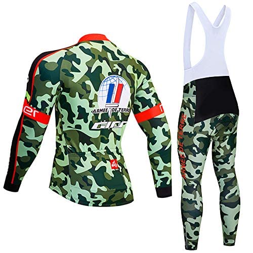 ASHBEIK Maillot Ciclismo Invierno Hombre, Maillot Ciclismo Térmico Manga Larga con 3 Bolsillos Traseros con 5D Pantalón de Ciclismo Acolchado Grueso, Adecuada para Maillot de Bicicleta Montaña