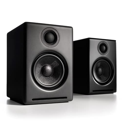 Audioengine A2+ Wireless 60W Altavoces de Ordenador con tecnología Avanzada | DAC y Amplificador Incorporado de 24 bits | Bluetooth aptX Codec, conexión USB Directa (Bluetooth, Negro)