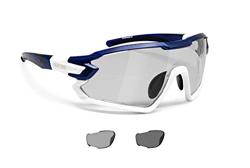 BERTONI Gafas Ciclismo Running MTB Esquí Tennis Padel Polaridas Fotocromaticas Mod. Quasar (Azul-Blanco/Fotocromaticas Polarizadas)