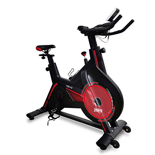 BH Fitness Tokio H9181 Ciclismo Indoor magnetico para Uso intensivo. Sistema de inercia de 20 Kg. Manillar de Triatlón y Pedales Mixtos