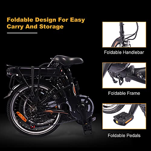 Bicicleta eléctrica plegable de 20 pulgadas, bicicleta eléctrica plegable, bicicleta eléctrica plegable con luz LED, para hombre y mujer, capacidad de carga de 120 kg (batería de 10 Ah)