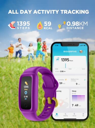 BIGGERFIVE Vigor 2 Pulsera Actividad Inteligente Reloj Inteligente para Niños Niñas 5-12 Años,, Impermeable IP68 Deportivo Smartwatch con Podómetro Pulsómetros Monitor de Sueño Contador de Caloría