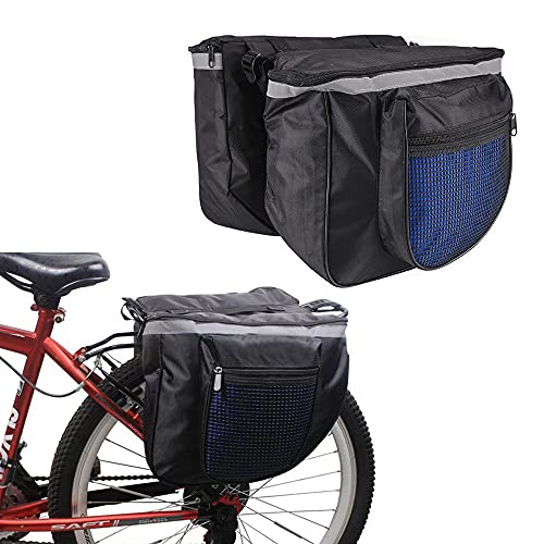 Bolsa para Bicicleta, Alforjas para Bicicleta, Bolsas Traseras para Bicicleta, Doble Bolsa para Portaequipajes, con Tiras Reflectantes, para Asiento Trasero de Bicicleta (Color Aleatorio)