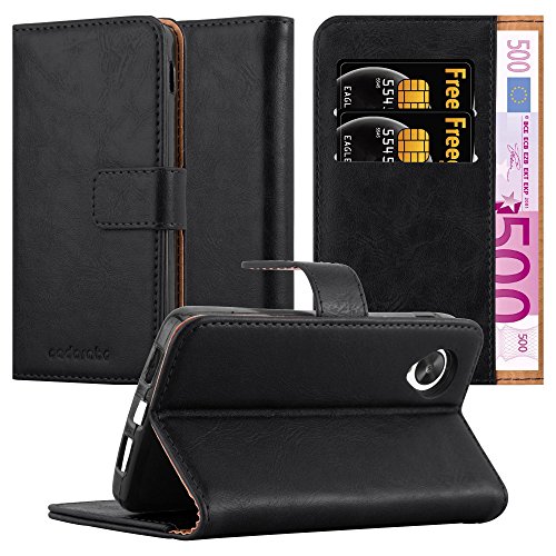 Cadorabo Funda Libro para LG Nexus 5 en Negro Grafito - Cubierta Proteccíon con Cierre Magnético, Tarjetero y Función de Suporte - Etui Case Cover Carcasa