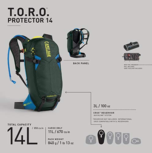 CamelBak T.O.R.O. Protector 14 10 oz paquete de hidratación, negro/oliva quemado