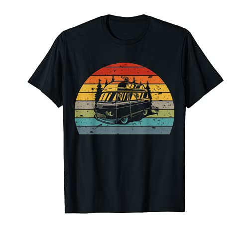 Caravana para mujer Campervan, campamento nacido, vintage, retro Camiseta