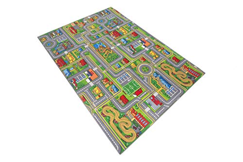 Carpet Studio Alfombra Carretera 140x200cm, Alfombra Infantil para Dormitorio & Cuarto de Jugar, Lavable a Máquina, Fácil de Limpiar, Anti-Deslizante - Playcity