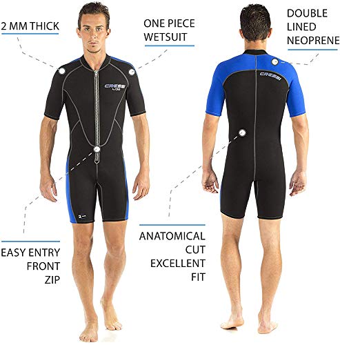 Cressi Lido Man Monopiece Wetsuit 2mm - Traje Corto de Neopreno High Stretch para Hombre , Negro/Amarillo , XS/1