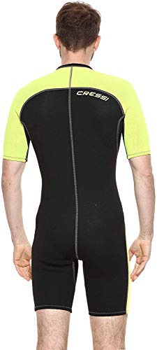 Cressi Lido Man Monopiece Wetsuit 2mm - Traje Corto de Neopreno High Stretch para Hombre , Negro/Amarillo , XS/1