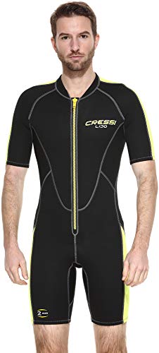 Cressi Lido Man Monopiece Wetsuit 2mm - Traje Corto de Neopreno High Stretch para Hombre , Negro/Amarillo , XS/1