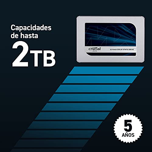 Crucial MX500 250GB CT250MX500SSD1(Z) Unidad interna de estado sólido-hasta 560 MB/s (3D NAND, SATA, 2.5 Pulgadas)