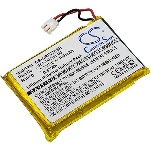 CS-GRF225SH Batería 180mAh Compatible con [Garmin] 010-01959-00, Approach G10, Forerunner 220, Forerunner 225, Forerunner 235, Forerunner 630, Forerunner 645, Forerunner 735XT, GRM0371754 sustituye 3