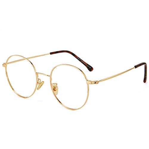 Cyxus Gafas Anti Luz Azul de Marco de metal Anti Tensión de Ojos [Mejor Sueño] (Lentes Transparentes) Unisexo (Hombres/Mujeres) (Oro)