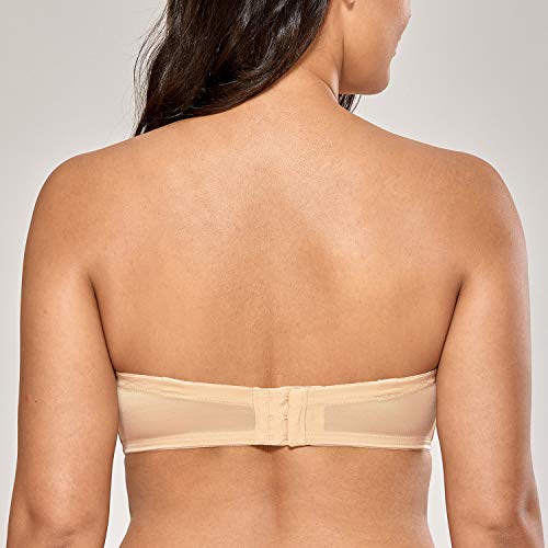 DELIMIRA - Sujetador Sin Tirantes con Aros Sin Relleno Mujer Beige 110D