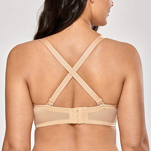 DELIMIRA - Sujetador Sin Tirantes con Aros Sin Relleno Mujer Beige 110D