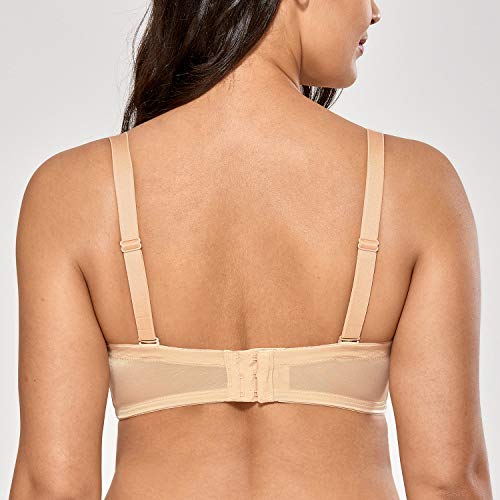 DELIMIRA - Sujetador Sin Tirantes con Aros Sin Relleno Mujer Beige 110D