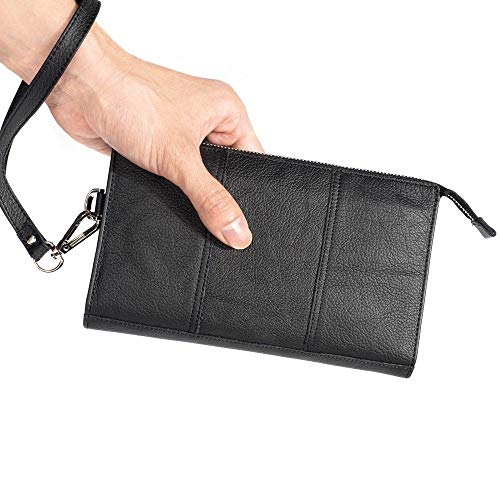 DFV mobile - Funda Piel Natural Nuevo Diseño Bolso de Mano para Huawei C8817E - Negra