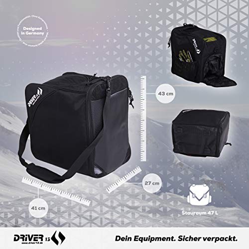 Driver13 ® Bolsa para botas de esquí Bolsa para botas de esquí con compartimento para casco para botas blandas duras inliner y bolsa para botas negro