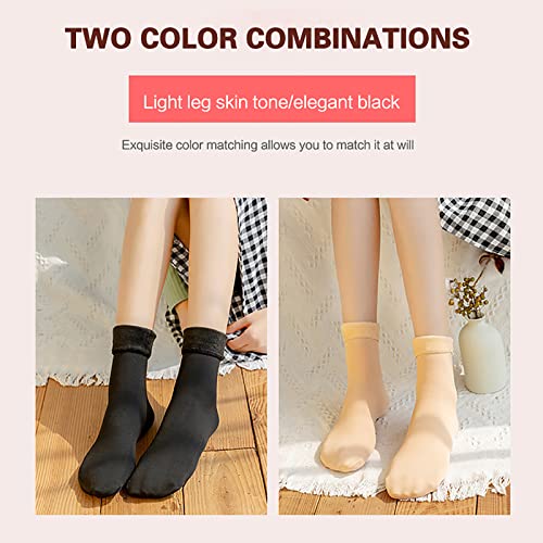 EIIUHIAHS 4Pair Thickening and Velvet Snow Socks,Velvet Lined Socks,Autumn and Winter Women Woolen Socks,Warm Sock,Thickening (4Skin)