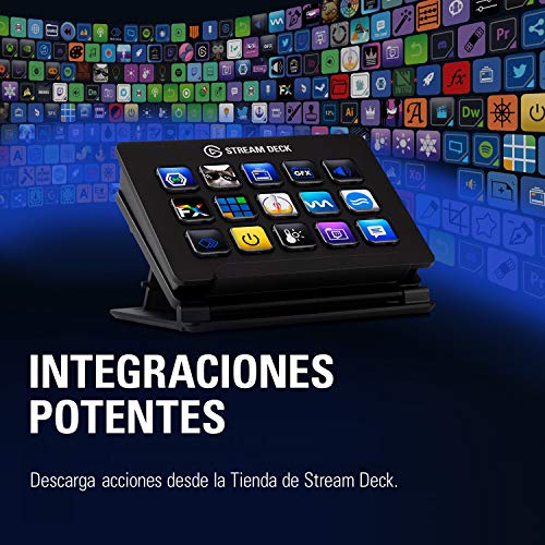 Elgato Stream Deck - Controlador para contenido en directo, 15 teclas LCD personalizables, soporte ajustable, Windows 10 y macOS 10.13 o posterior, Negro