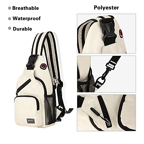 FANDARE Mujer Bolsa de Pecho Mochila Pequeña con Orificio para Auriculares Bolsos Cruzados Niña Bandoleras Cruzada Deporte Viaje Ciclismo Intemperie Sling Bag Poliéster Duradero Rojo