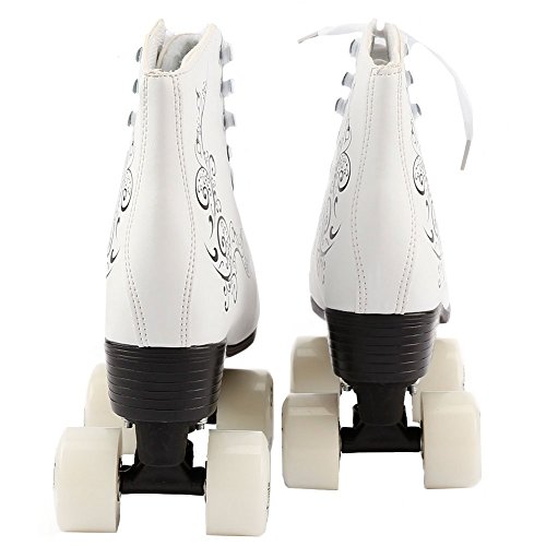 FunTomia Retro Quad Patines Disco con 4 Ruedas - en Diferentes tamaños 30–42 (Blanco, 40)