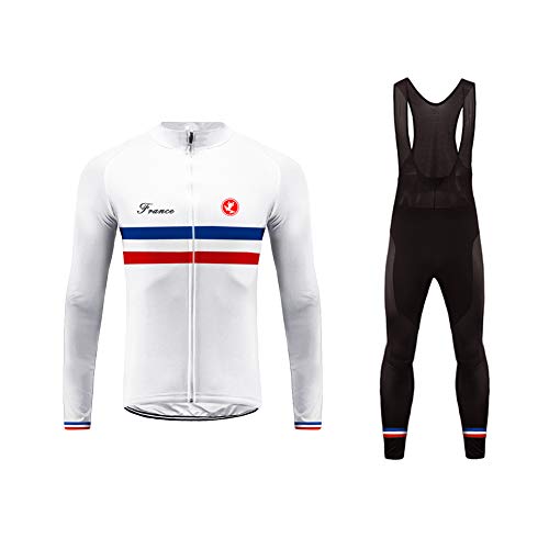 Future Sports Bike Wear Designs Maillots de Bicicleta Maillots de Bicicleta Traje de Invierno Hombres Ropa de Ciclo Jersey de Manga Larga + Pantalones Bib Acolchados Cómodo Respirable Secado