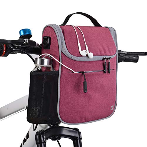 G-raphy 4L Bolsa de Manillar de Bicicletas de Carretera y de Montaña para Ciclismo, Bolsa Bici Impermeable Incluye Correa para el Hombro Extraíble y Cubierta para la Lluvia (Rojo)