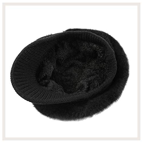 Genfien Sombrero para Mujer Boina de Punto Gorro Vendedor de Periódicos Grueso Elegante Ligero Crochet Vintage Moda Vida Cotidiana Otoño Invierno