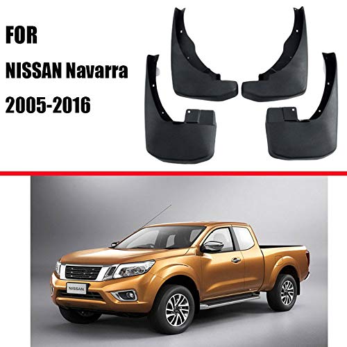 GLFDYC 4Pcs Guardabarros Coche Negros, para Nissan Navarra 2005-2016 Delantera Trasera Mud Flap con Clavos de Tornillo, Protección contra Salpicaduras FaldóN Aletas Splash Fender