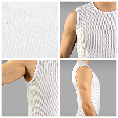 GripGrab Camiseta Interior Ciclismo Pack 1 o 3 uds Sin Mangas de Rejilla Ropa Técnica Ciclista Transpirable Unisex, Blanco - 1 Ud, XS